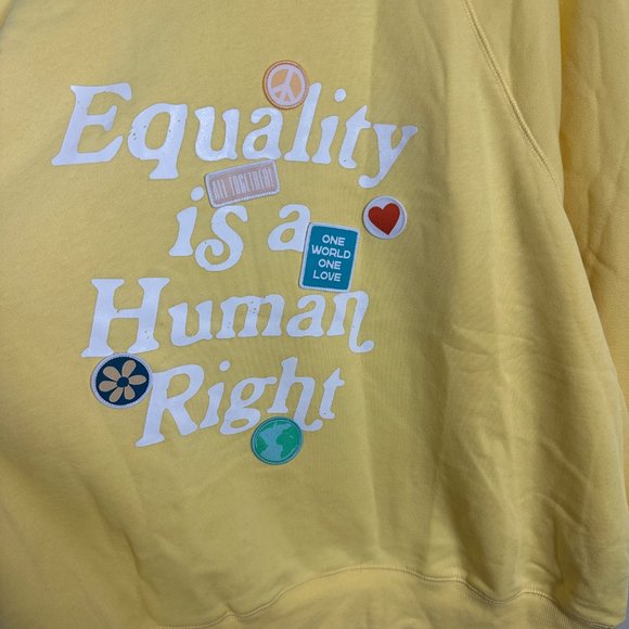 NWT Old Navy Equality Human Right Vintage Crew Neck Sweatshirt Yellow Size XXL - Picture 9 of 14